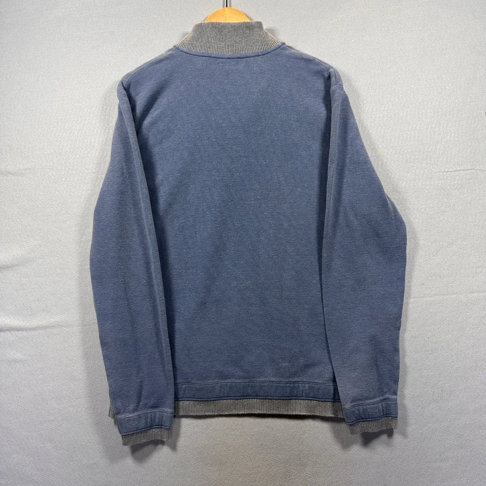 Banana Republic Mens Blue Waffle Knit Quarter Zip Pullover Sweater Preppy Large